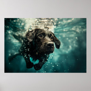 Poster Natation Labrador Chiot Design sous-marin