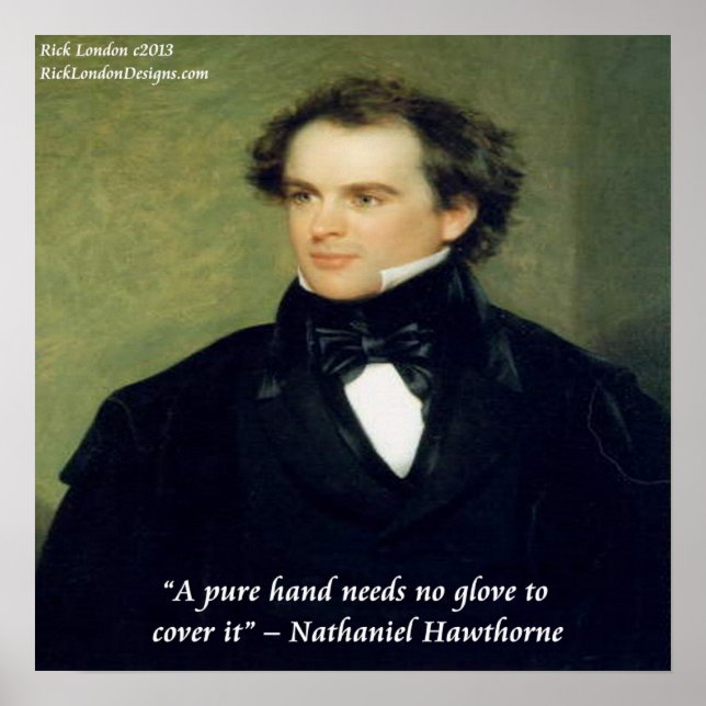 Poster Nathaniel Hawthorne Citation de sagesse des mains  (Devant)
