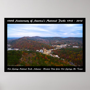 Poster National Park Anniversary Hot Springs Vue d'automn