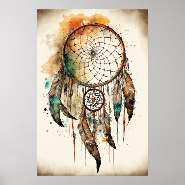 Poster Native American Dreamcatcher Art Imprimer l'affich (Devant)