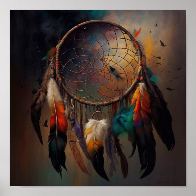 Poster Native American Dreamcatcher Art Imprimer l'affich (Devant)