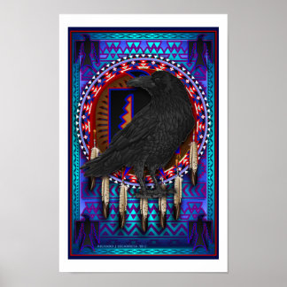Poster Native American Spirit Animal Crow design art