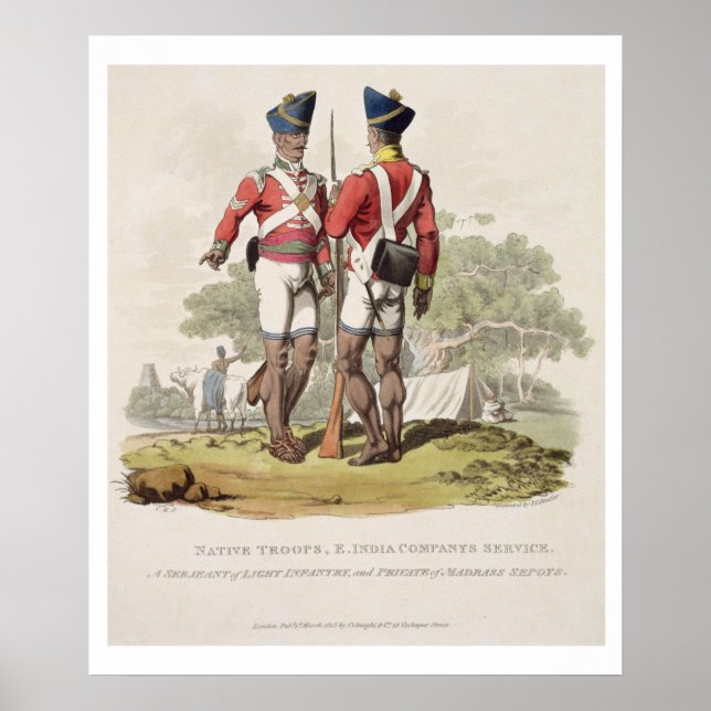 Poster Native Troops in the East India Company's Service  (Devant)