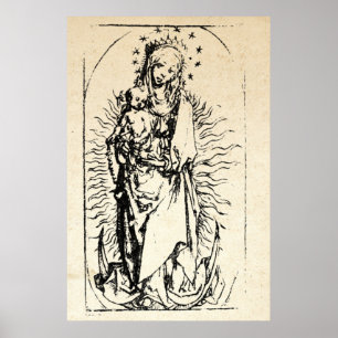 Poster Nativité de Noël Vierge et Enfant Vierge Marie