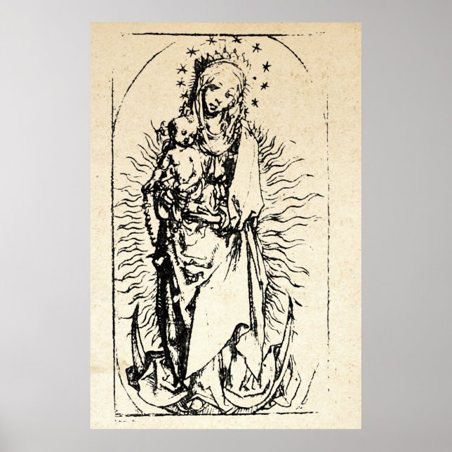 Poster Nativité de Noël Vierge et Enfant Vierge Marie (Devant)