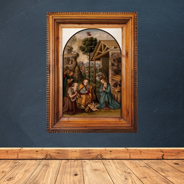 Poster Nativité du Christ Noël chrétien religieux (Vintage Religious Christian Catholic Christmas Nativity Scene Manger Bethlehem Painting Poster)
