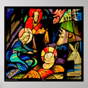 Poster Nativité du style Verre Trait