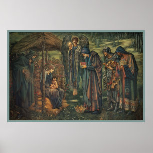 Poster Nativité L'étoile de Bethléem Enfant Jésus et ange
