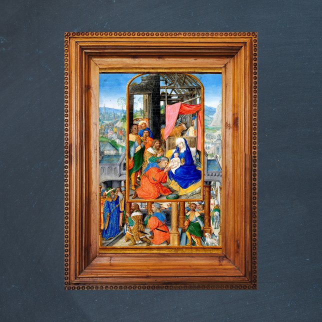 Poster Nativité médiévale chrétienne de Noël Trois rois (Religious Christian Catholic Chritmas Nativity Scene / Three Kings Day & Epiphany Feast Poster Zoom)