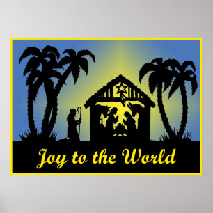 Poster Nativité Silhouette Joie au monde