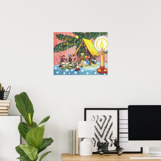 Poster Nativité sous la toile de l'arbre de Noël (Bureau à domicile)
