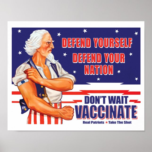 Poster N'attendez pas le vaccin Oncle Sam Retro Prenez le (Devant)