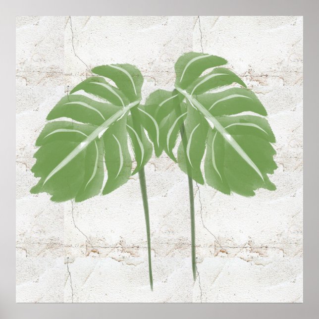 Poster Naturals Abstrait Monstera Feuille Rustique (Devant)