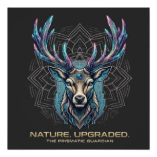 Poster Nature Améliorée - Cerf Cristal Prismatique Cyberp