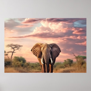 Poster Nature animale éléphante Sauvage majestueux