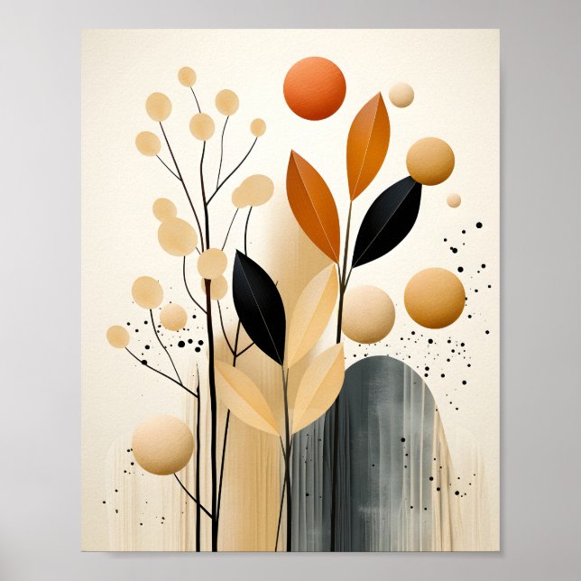 Poster Nature Artistique Art Abstrait D'Automne Feuilles (Devant)
