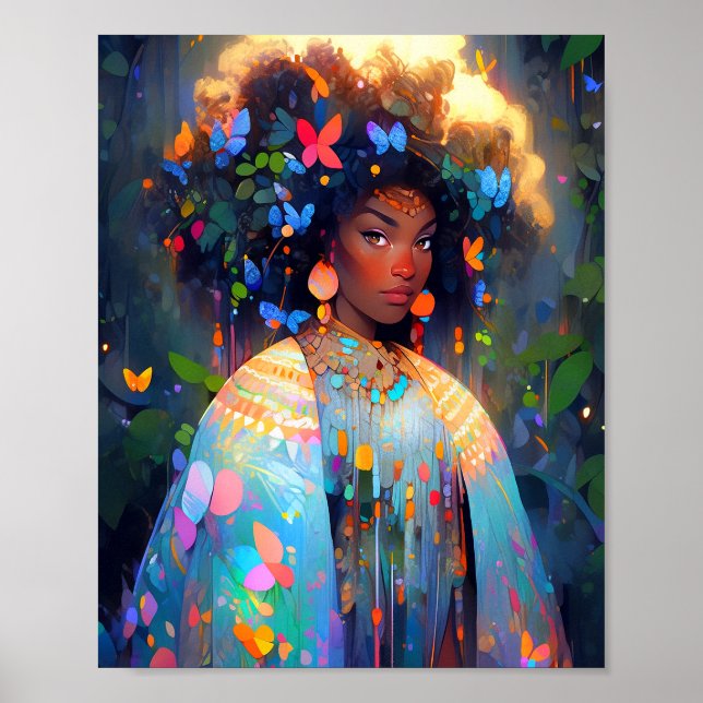 Poster Nature Déesse Imaginaire afro-américain Art (Devant)