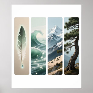 Poster Nature élémentaire Plumes Vague Pin de montagne
