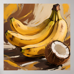 Poster Nature morte aux bananes et coco