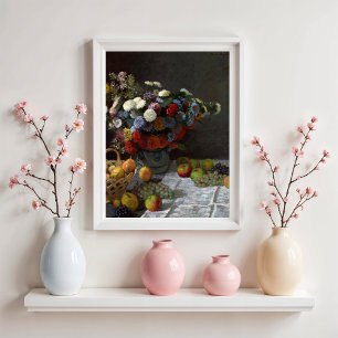 Poster Nature morte avec fleurs et fruits de Claude Monet