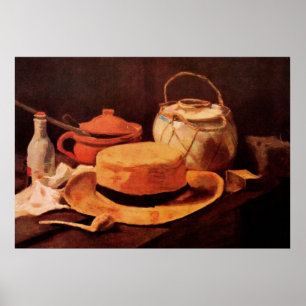 Poster Nature morte Chapeau de paille jaune de Vincent va
