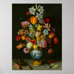 Poster Nature morte de fleurs dans un vase Wan-Li 