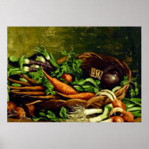 Poster Nature morte de Van Gogh avec panier de légumes