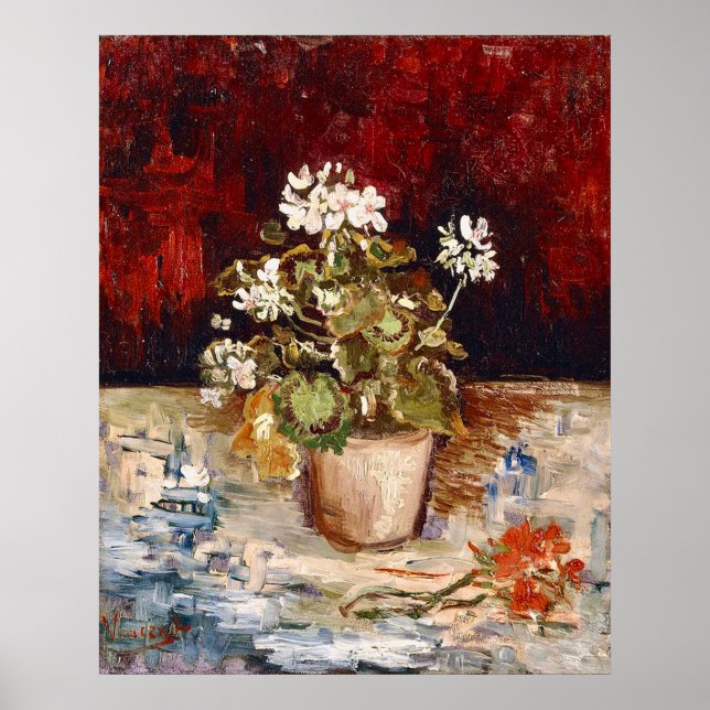 Poster Nature morte de Van Gogh Pot de géraniums  (Devant)