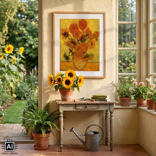 Poster Nature morte de Vincent van Gogh Vase avec 15 tour