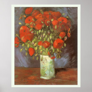 Poster Nature morte de Vincent van Gogh Vase avec des coq