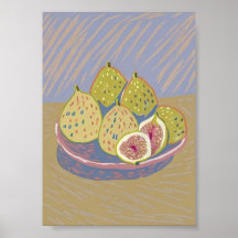 Nature morte moderne de figues au pastel, art frui