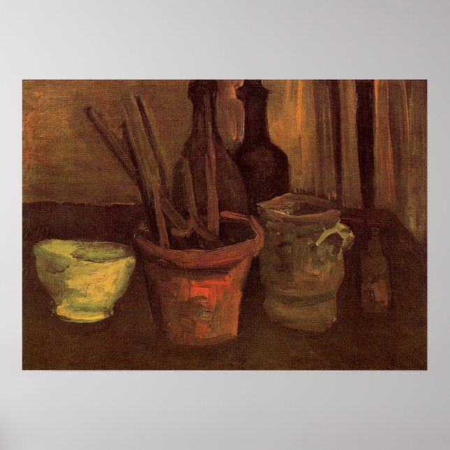 Poster Nature morte Pinceaux dans un pot par Vincent van  (Devant)