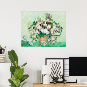Poster Nature morte Roses dans un vase par Vincent van Go