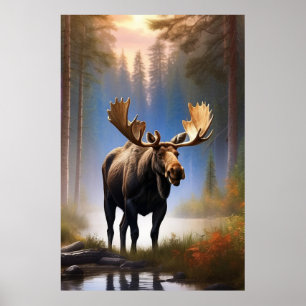Poster *~* Nature STREAM AP49 MOOSE Forest