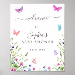 Poster Nature Thème Papillons Baby shower Bienvenue