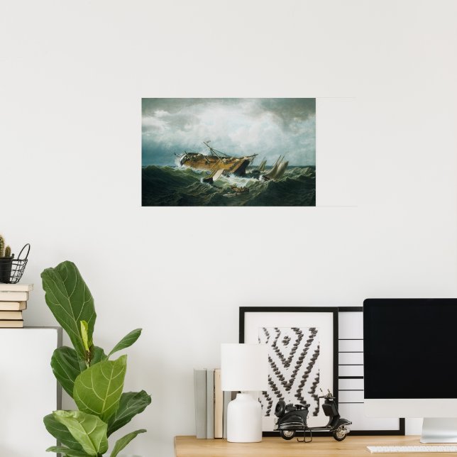 Poster Naufrage au large de Nantucket dans une tempête -  (Bureau à domicile)