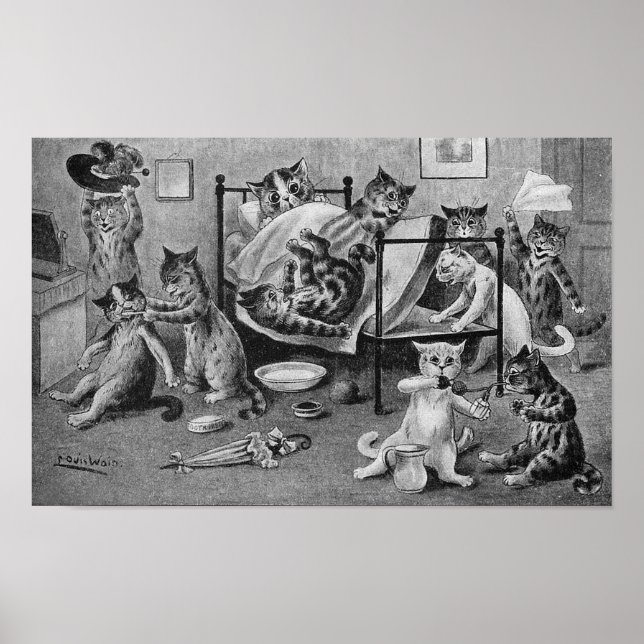 Poster Naughty Kittens, Louis Wain (Devant)