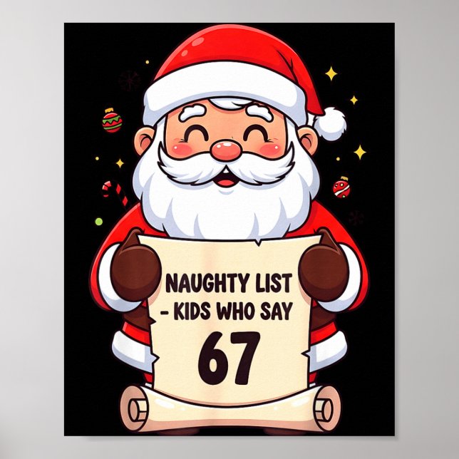 Poster Naughty List Kids Who Say 67 Funny Teacher Christm (Devant)