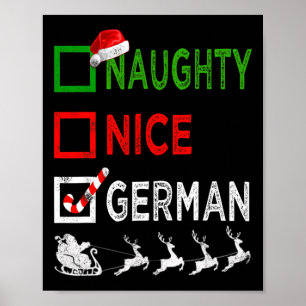 Poster Naughty Nice Allemand Pajamas de Noël Drôle Père N