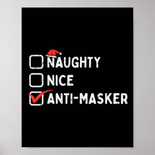 Poster Naughty Nice Anti Masker Funny Christmas Quarantin