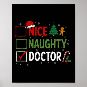 Poster Naughty Nice Doctor Christmas Pajamas Santa Claus