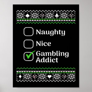 Poster Naughty Nice Gambling Addict Noël