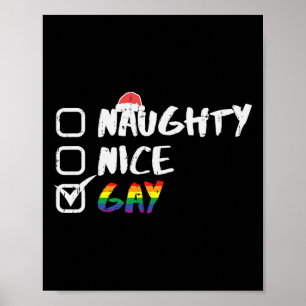 Poster Naughty Nice Gay Rainbow Funny Gay pride Lgbt Chri