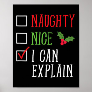 Poster Naughty Nice Je Peux Expliquer Drôle Liste De Noël