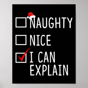 Poster Naughty Nice Je Peux Expliquer Drôle Noël Père Noë
