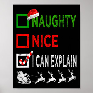 Poster Naughty Nice Je Peux Expliquer Le Pajamas De Noël 