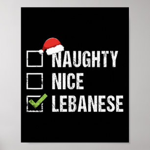 Poster Naughty Nice Liban Père Noël Cadeau de Noël