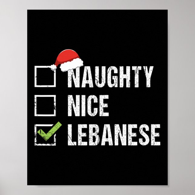 Poster Naughty Nice Liban Père Noël Cadeau de Noël (Devant)