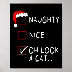 Poster Naughty Nice Liste Oh Regardez Un Chat Xmas Hommes