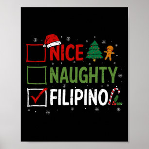 Poster Naughty Nice Pyjamas de Noël philippins Père Noël 